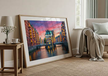 Wall Art | Sunset in the Speicherstadt district in Hamburg