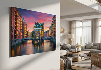 Wall Art | Sunset in the Speicherstadt district in Hamburg