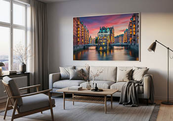 Wandbild | Sonnenuntergang in der Speicherstadt in Hamburg