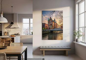 Wandbild | Sonnenuntergang in der Speicherstadt in Hamburg