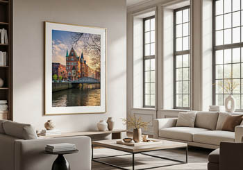 Wall Art | Sunset in the Speicherstadt district in Hamburg