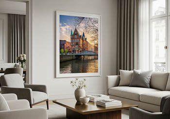 Wandbild | Sonnenuntergang in der Speicherstadt in Hamburg