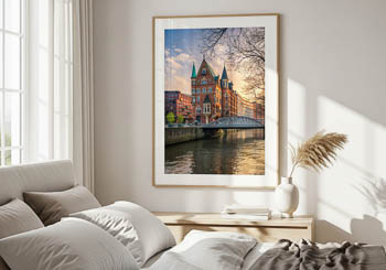 Wandbild | Sonnenuntergang in der Speicherstadt in Hamburg