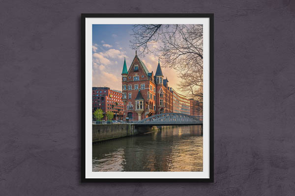 Poster / Kunstdruck | Sonnenuntergang in der Speicherstadt in Hamburg