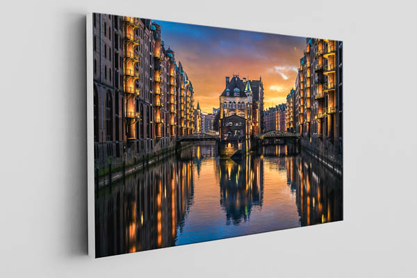 Canvas | Sunset in the Speicherstadt district in Hamburg