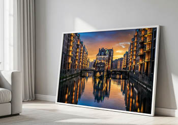 Wandbild | Sonnenuntergang in der Speicherstadt in Hamburg