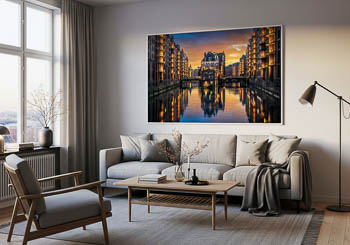 Wall Art | Sunset in the Speicherstadt district in Hamburg