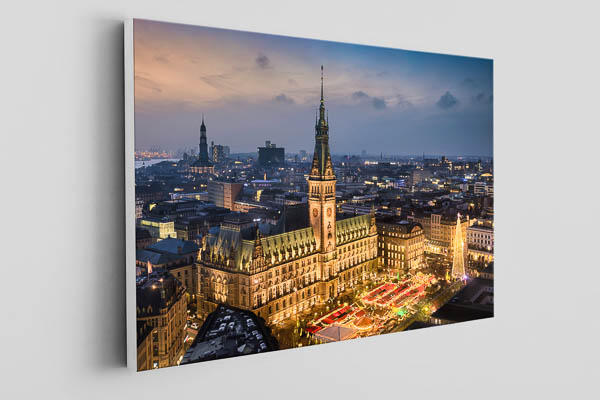 Leinwand | Rathaus und Weihnachtsmarkt in Hamburg