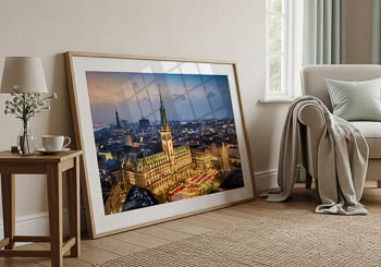 Wandbild | Rathaus und Weihnachtsmarkt in Hamburg