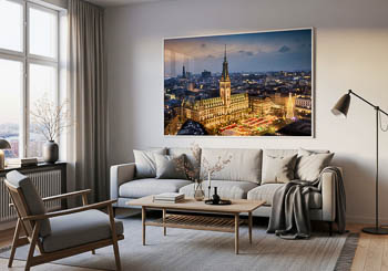 Wandbild | Rathaus und Weihnachtsmarkt in Hamburg