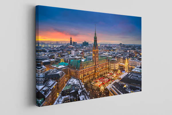 Canvas | Town Hall and Christmas market in Hamburg