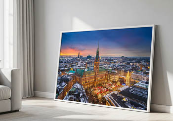 Wandbild | Rathaus und Weihnachtsmarkt in Hamburg