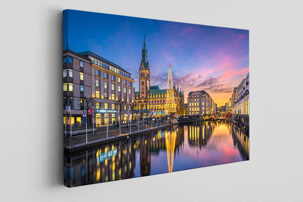 Canvas | Sunset at the Town Hall in Hamburg