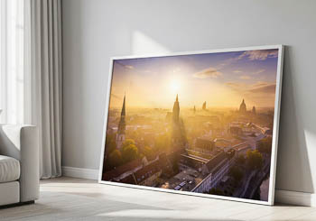 Wall Art | Old town of Hannover on a foggy morning