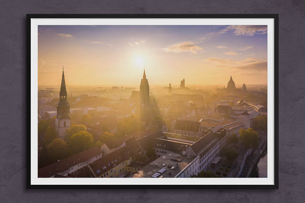 Fine Art Print | Old town of Hannover on a foggy morning