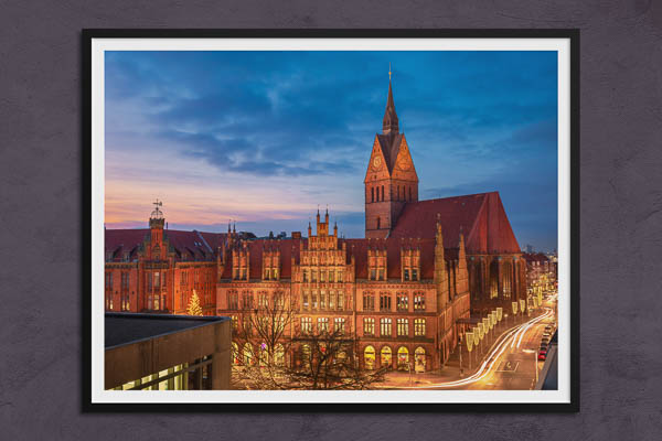 Fine Art Print | Old Town Hall and Marktkirche in Hannover