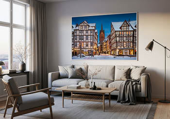 Wandbild | Marktkirche und die Altstadt von Hannover im Winter