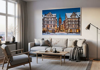 Wandbild | Marktkirche und die Altstadt von Hannover im Winter