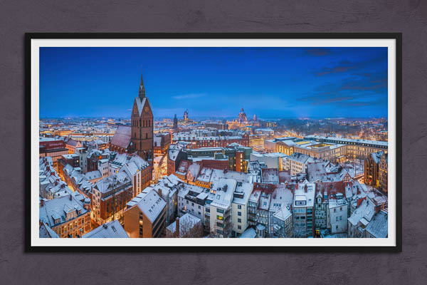 Poster / Kunstdruck | Winterliche Skyline von Hannover