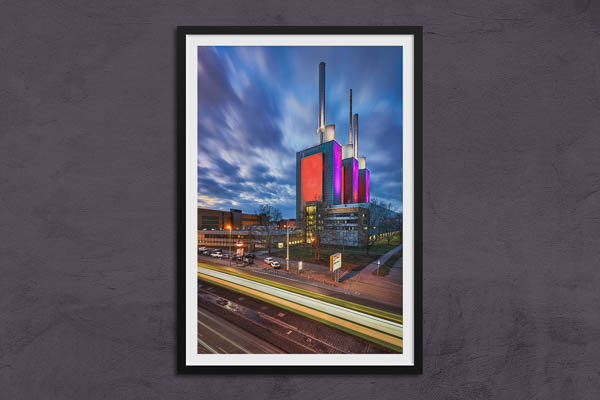 Poster / Kunstdruck | Nachtansicht des Kraftwerks Linden in Hannover