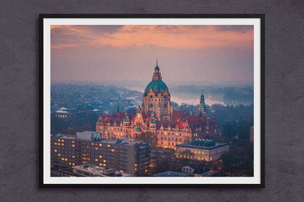 Fine Art Print | Aerial view of the Town Hall of Hannover