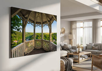 Wandbild | Aussichtspavillon Hoher Kleef im Harz an einem sonnigen Tag