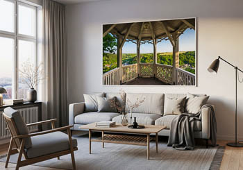 Wandbild | Aussichtspavillon Hoher Kleef im Harz an einem sonnigen Tag