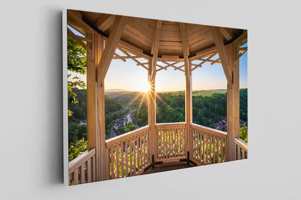 Leinwand | Aussichtspavillon Hoher Kleef im Harz bei Sonnenuntergang