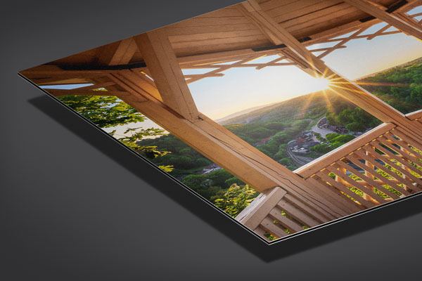 Alu-Dibond | Aussichtspavillon Hoher Kleef im Harz bei Sonnenuntergang