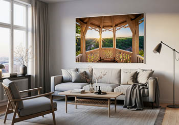 Wandbild | Aussichtspavillon Hoher Kleef im Harz bei Sonnenuntergang