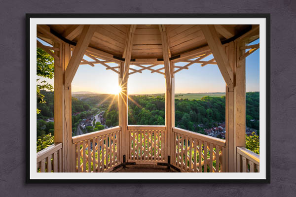 Poster / Kunstdruck | Aussichtspavillon Hoher Kleef im Harz bei Sonnenuntergang