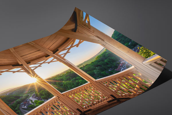 Kunstdruck / Poster | Aussichtspavillon Hoher Kleef im Harz bei Sonnenuntergang
