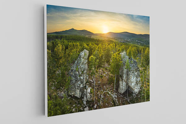 Leinwand | Schnarcherklippen im Harz zum Sonnenuntergang