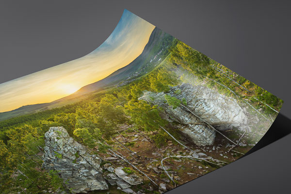 Kunstdruck / Poster | Schnarcherklippen im Harz zum Sonnenuntergang
