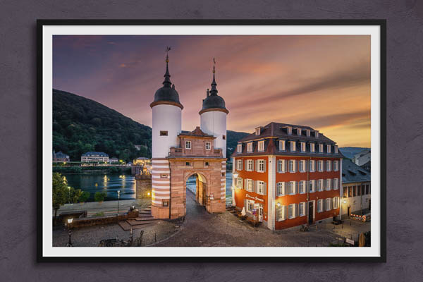 Poster / Kunstdruck | Sonnenaufgang an der alten Brücke in Heidelberg