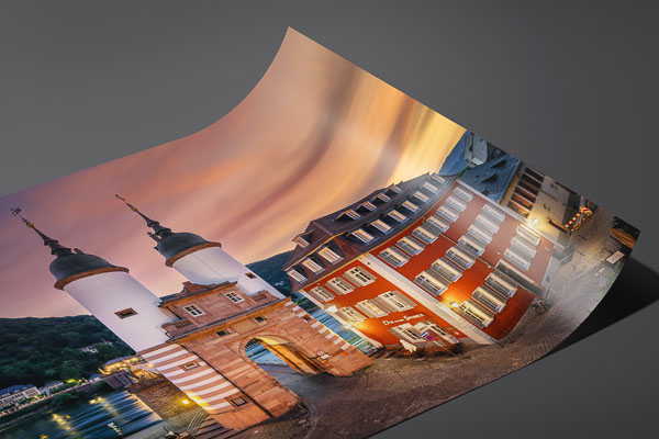 Kunstdruck / Poster | Sonnenaufgang an der alten Brücke in Heidelberg