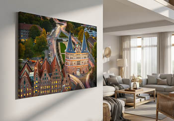 Wandbild | Holstentor in Lübeck bei Nacht