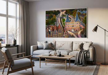 Wandbild | Holstentor in Lübeck bei Nacht