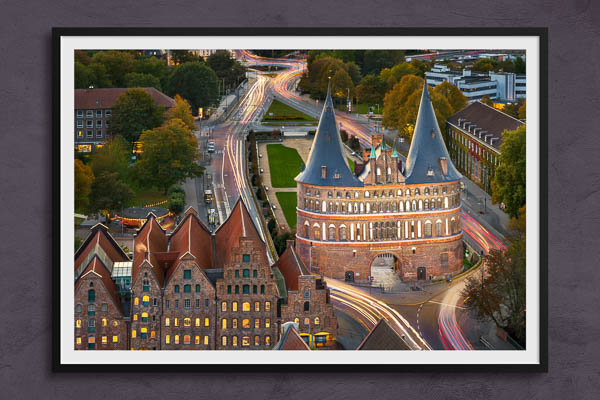 Fine Art Print | Holstentor in Lübeck at night
