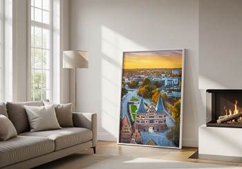 Wandbild | Holstentor in Lübeck bei Sonnenuntergang