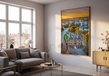 Wandbild | Holstentor in Lübeck bei Sonnenuntergang