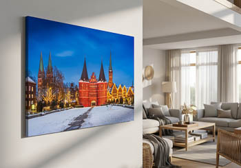 Wandbild | Winteransicht vom Holstentor in Lübeck