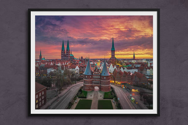 Fine Art Print | Sunrise at the Holstentor in Lübeck
