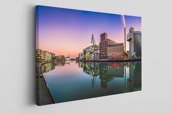 Leinwand | Stadthafen in Münster bei Sonnenuntergang