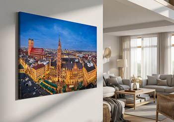 Wandbild | Marienplatz in München bei Nacht