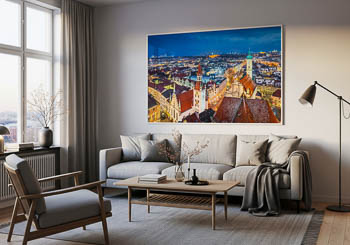 Wandbild | Skyline von München bei Nacht