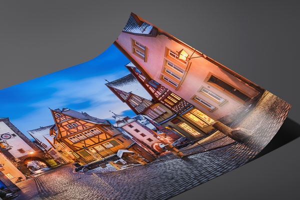 Kunstdruck / Poster | Rothenburg ob der Tauber an einer Winternacht