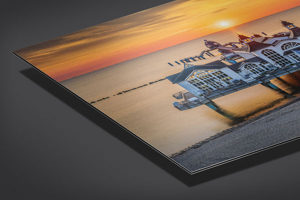 Alu-Dibond | Sonnenaufgang an der Seebrücke Sellin