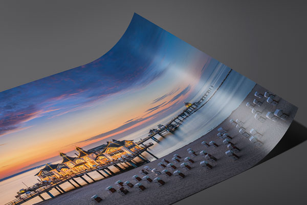 Kunstdruck / Poster | Seebrücke Sellin bei Sonnenuntergang