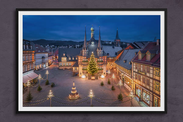 Poster / Kunstdruck | Marktplatz und Rathaus von Wernigerode